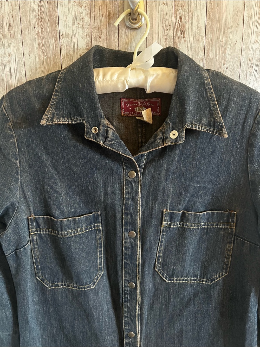 Picasso Style Jean Vintage Denim Shirt Dress Button Down Western 90’s Large - Picture 3 of 5
